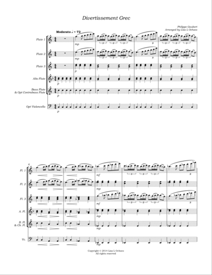 Divertissement Grec for Flute Choir Flute Choir scores gallery preview page 5