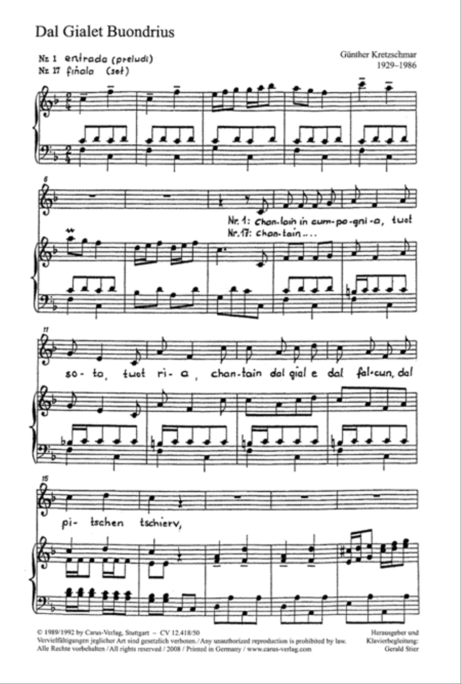 Dal gialet buondrius Voice Solo scores gallery preview page 1