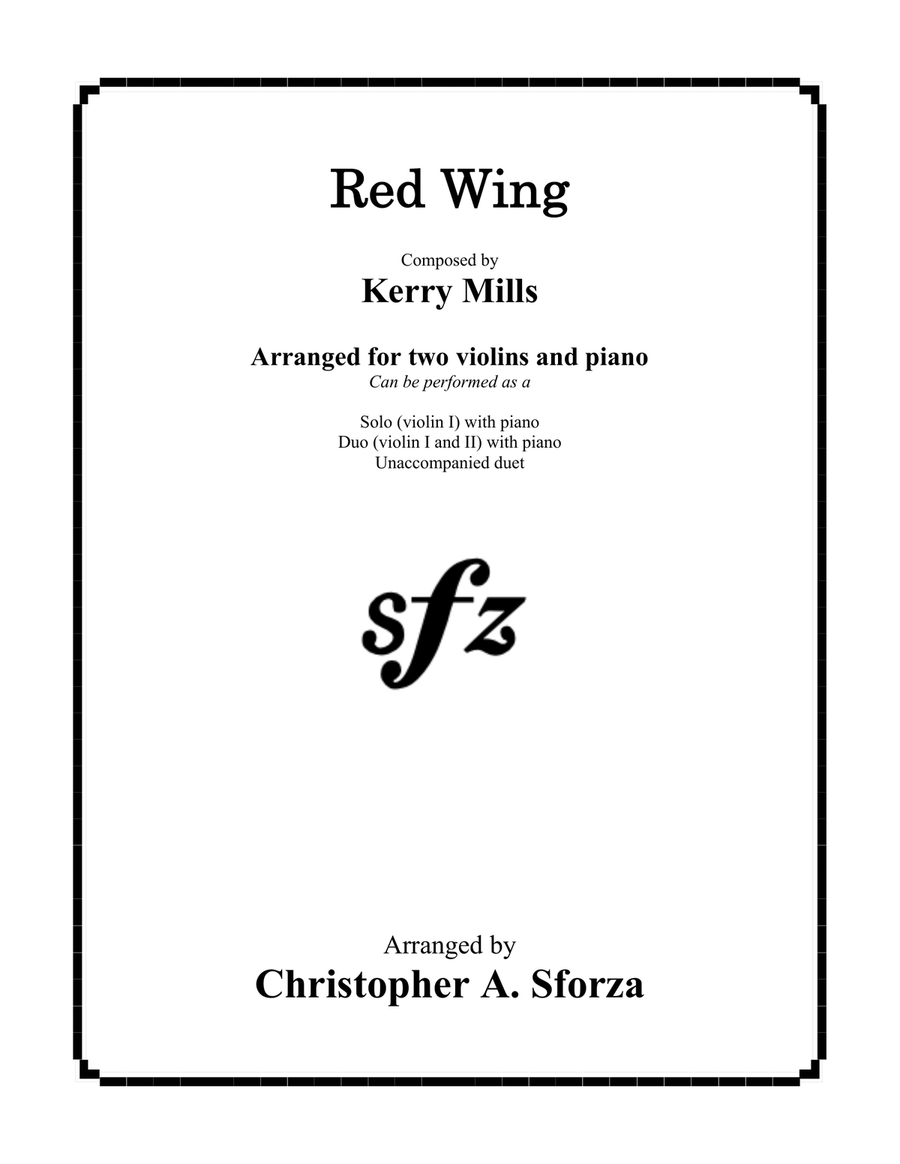 Book cover for Red Wing, for two violins and piano