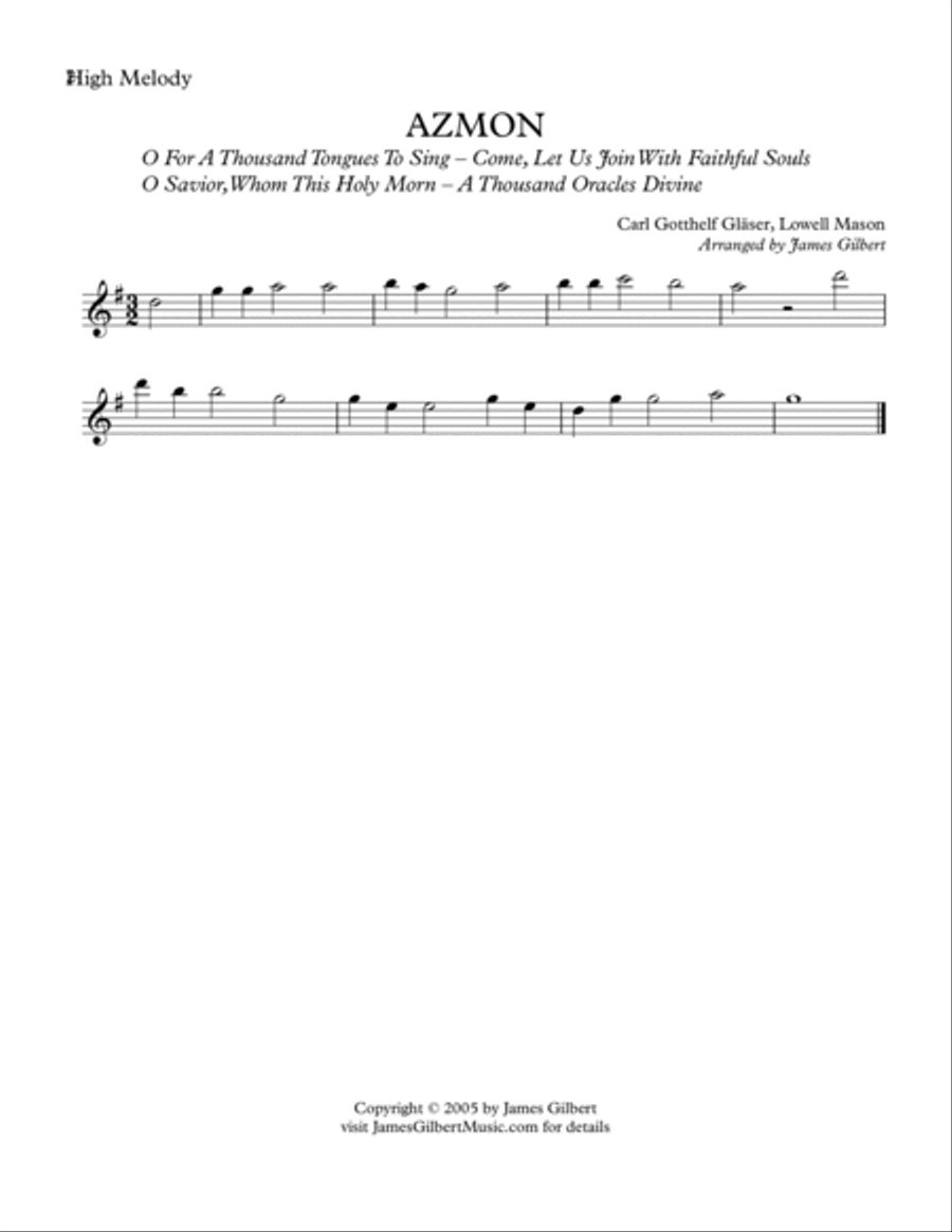 AZMON (O For A Thousand Tongues To Sing) Small Ensemble scores gallery preview page 4
