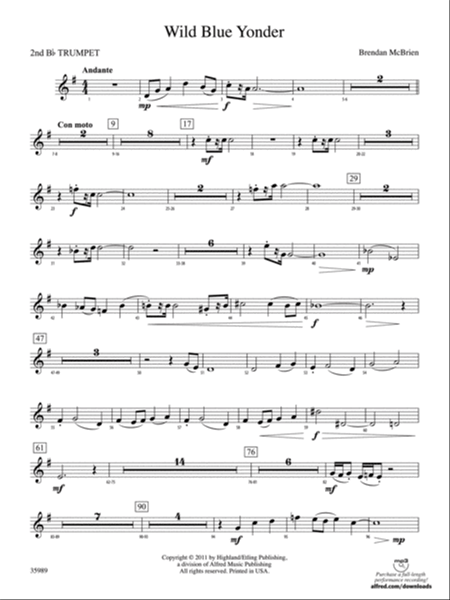 Wild Blue Yonder: 2nd B-flat Trumpet Full Orchestra scores gallery preview page 1