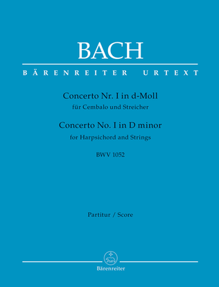Book cover for Concerto for Harpsichord and Strings Nr. 1 D minor BWV 1052