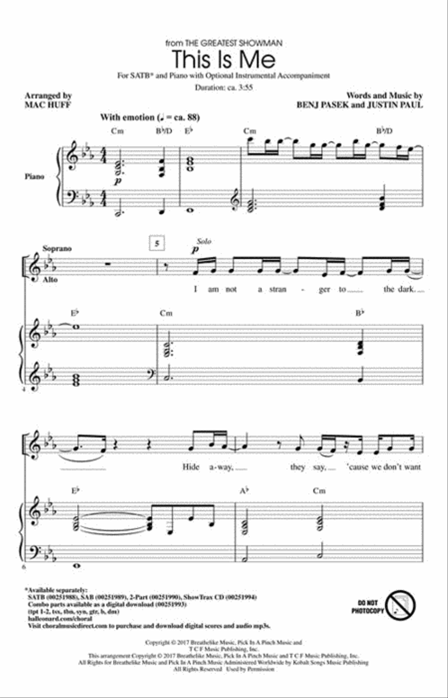 This Is Me (from The Greatest Showman) Show Choir scores gallery preview page 2