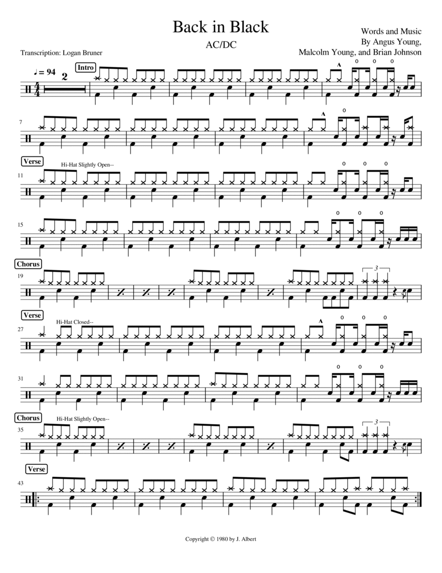 Back In Black Drum Set scores gallery preview page 1