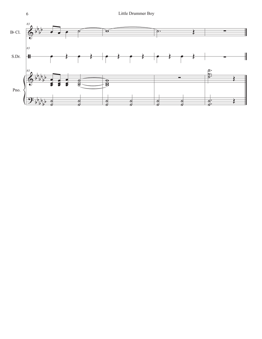 The Little Drummer Boy Clarinet Solo scores gallery preview page 6