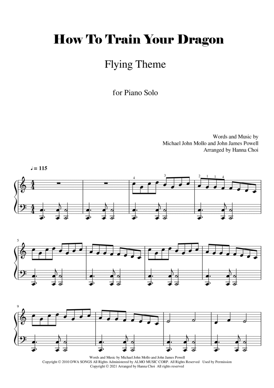 How To Train Your Dragon Easy Piano scores gallery preview page 1