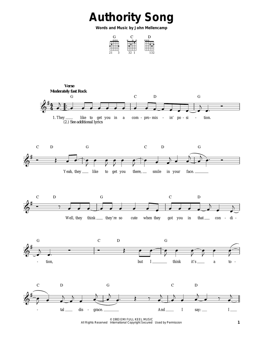 Authority Song Acoustic Guitar scores gallery preview page 1