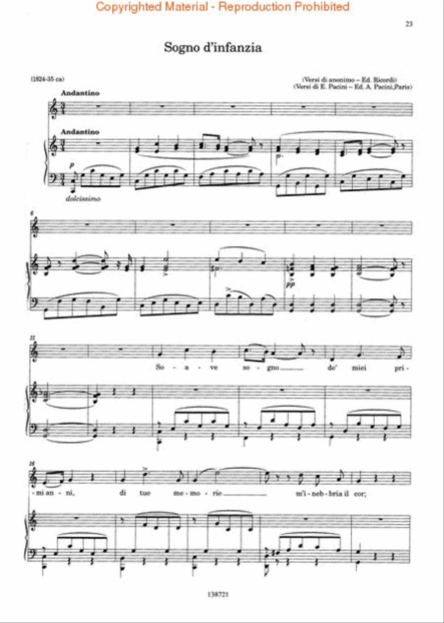 Vincenzo Bellini – Canzoni Per Voce High Voice scores gallery preview page 3