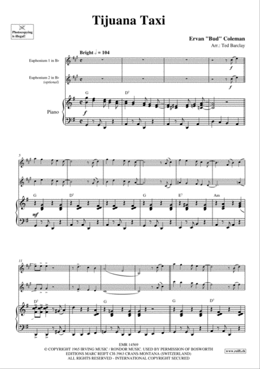 Tijuana Taxi Tijuana Taxi Euphonium Duet scores gallery preview page 3