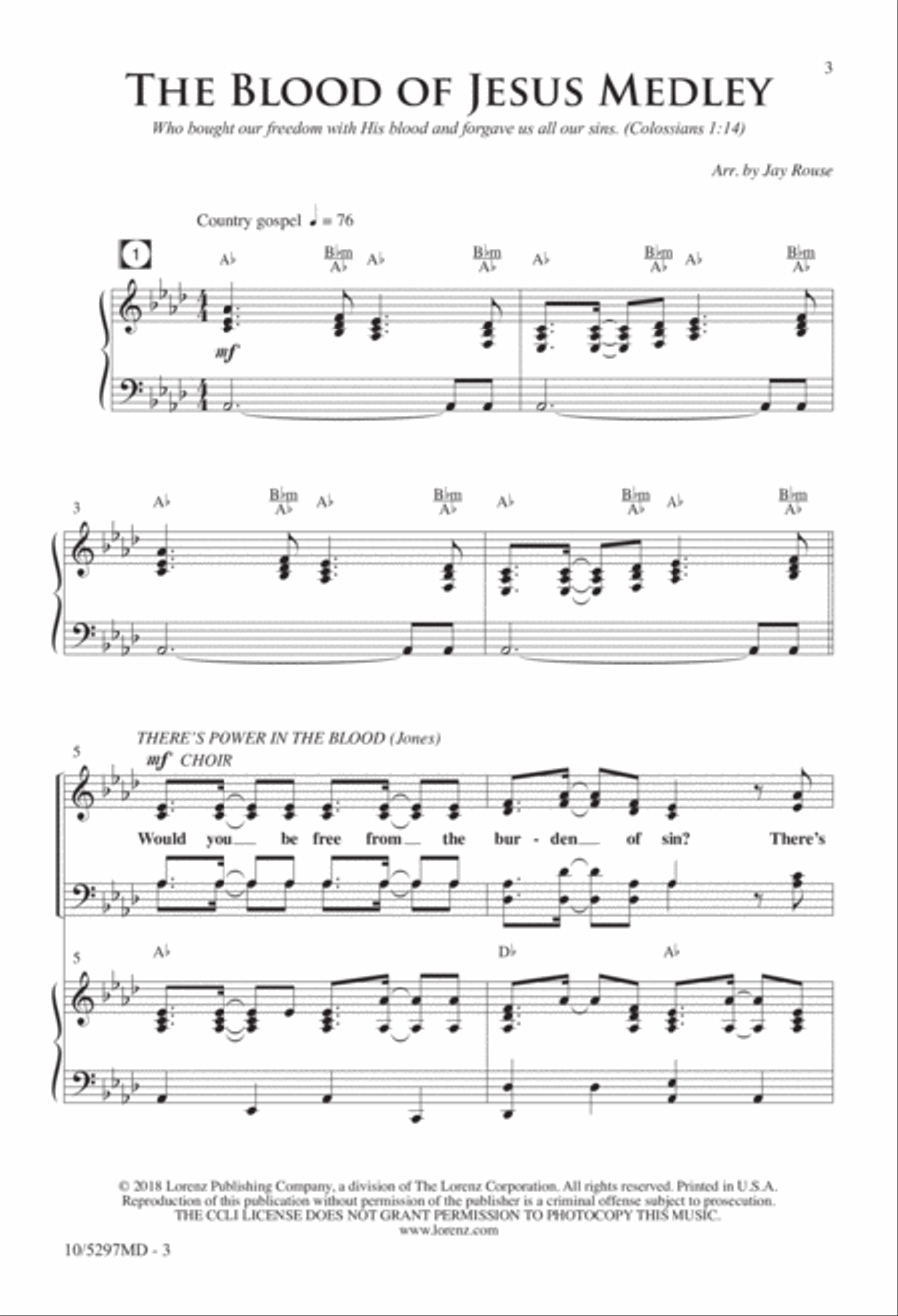 The Blood of Jesus Medley 4-Part scores gallery preview page 2