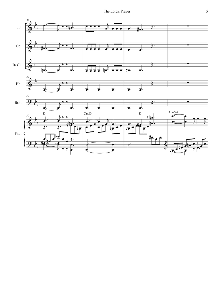 The Lord's Prayer The Lord's Prayer Woodwind Quintet scores gallery preview page 5