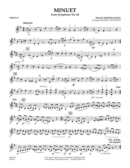 Minuet (from Symphony No. 88) - Violin 2
