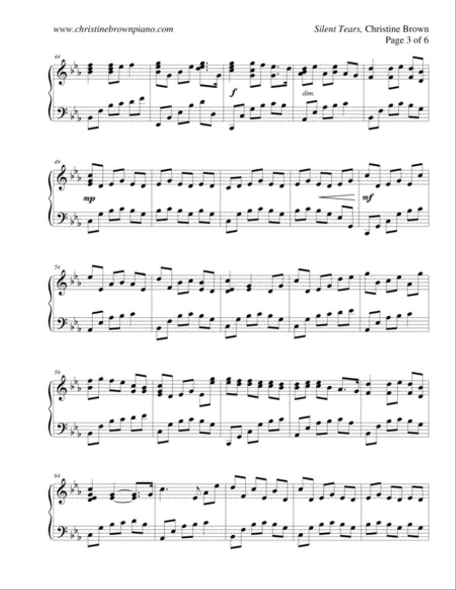 Silent Tears Piano Solo scores gallery preview page 4