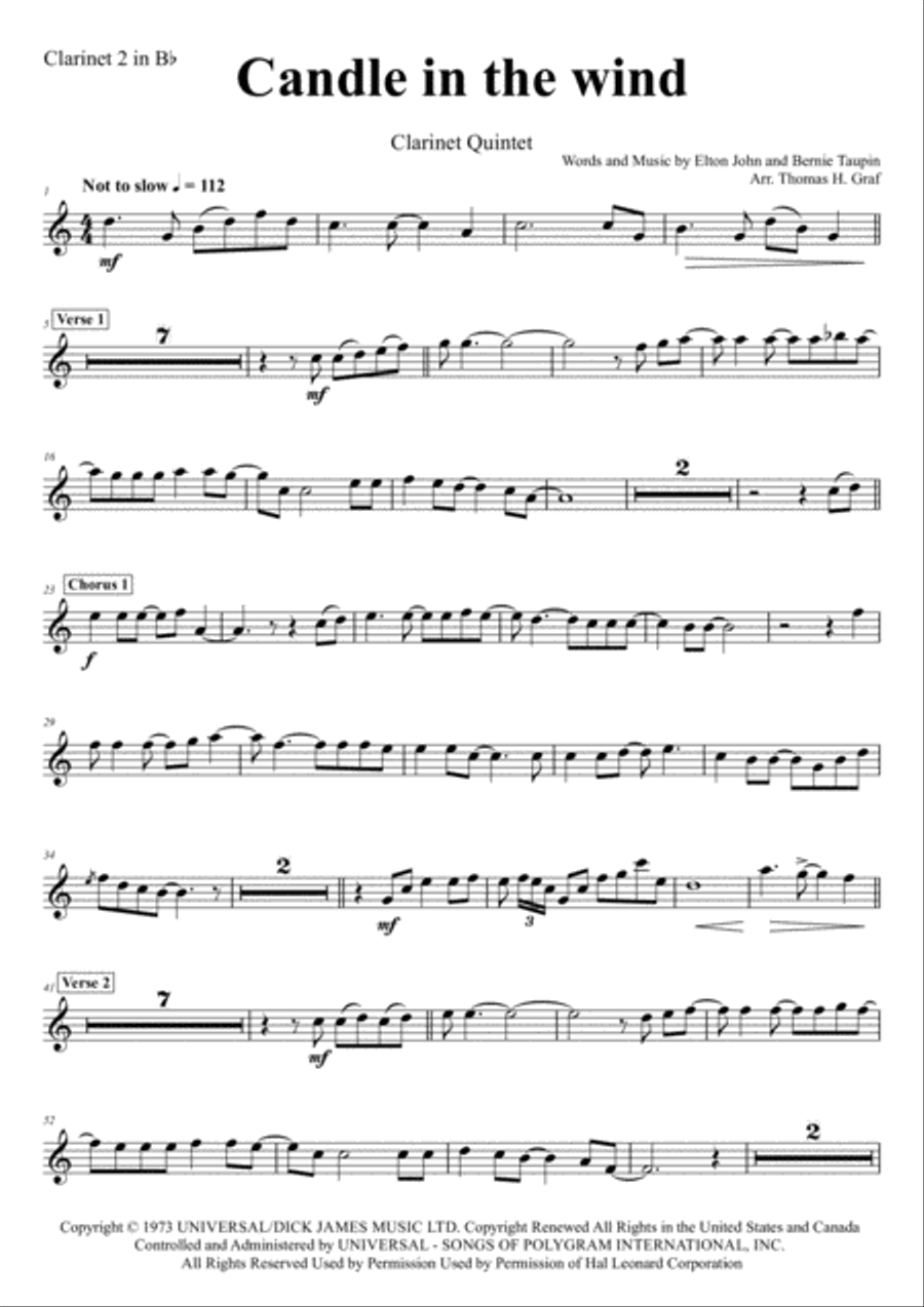 Candle In The Wind Woodwind Ensemble scores gallery preview page 6