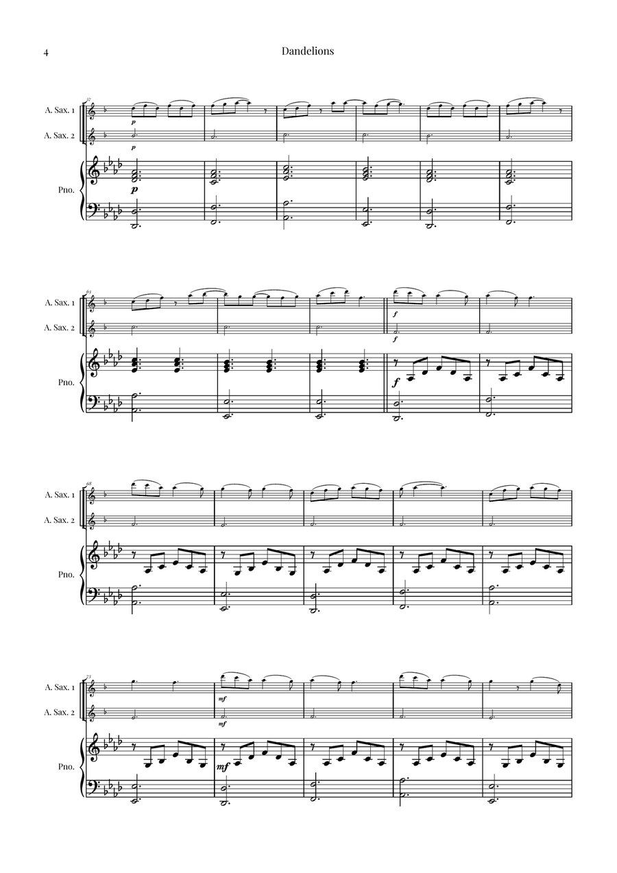 Dandelions Woodwind Duet scores gallery preview page 4