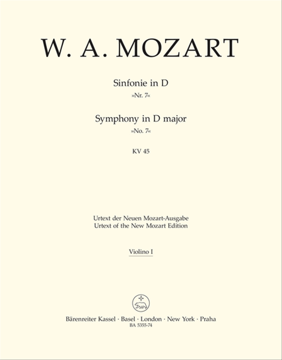 Symphony, No. 7 D major, KV 45 Violin scores gallery preview page 1