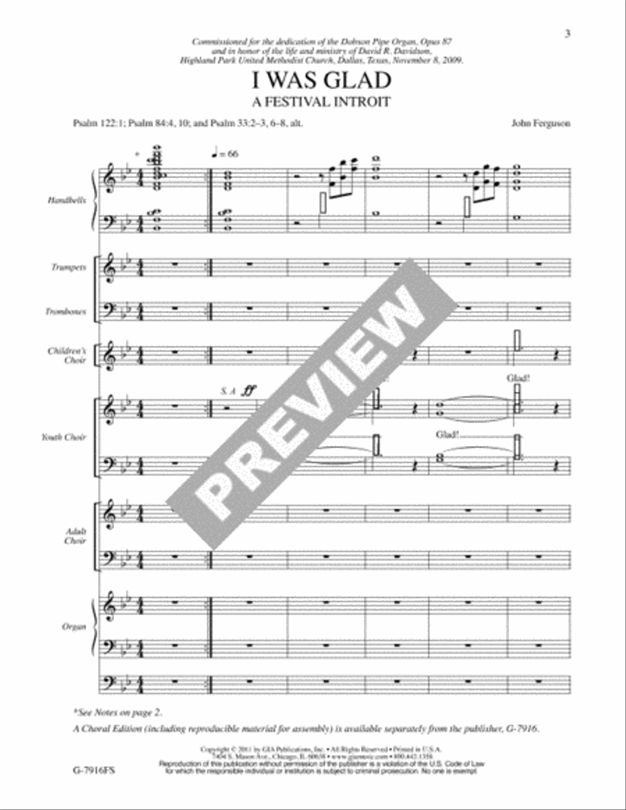 I Was Glad - full score and parts 4-Part scores gallery preview page 3
