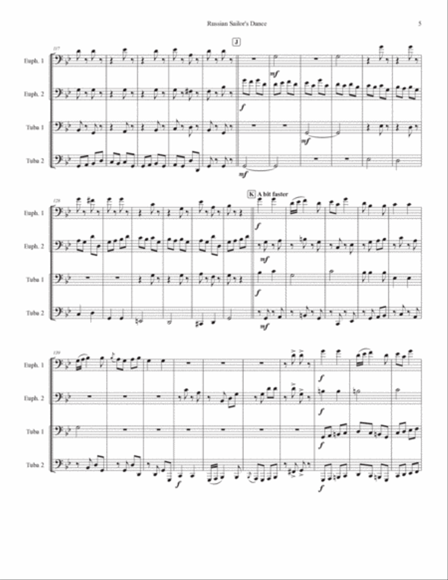 Russian Sailor's Dance Brass Quartet scores gallery preview page 5