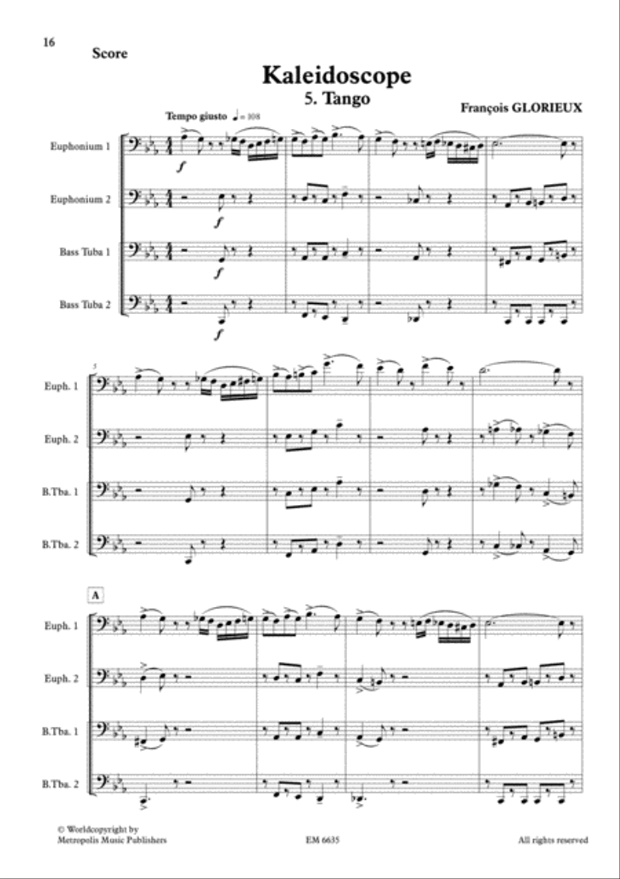 Kaleidoscope for Tuba Quartet Tuba Quartet scores gallery preview page 6