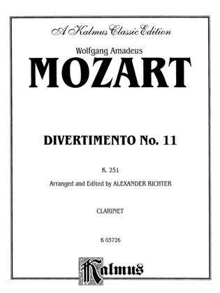 Book cover for Divertimento No. 11, K. 251: 1st B-flat Clarinet