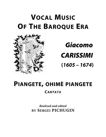 CARISSIMI, Giacomo: Piangete, ohimè piangete, cantata for Voice (Soprano/Tenor) and Piano (G minor) image number null