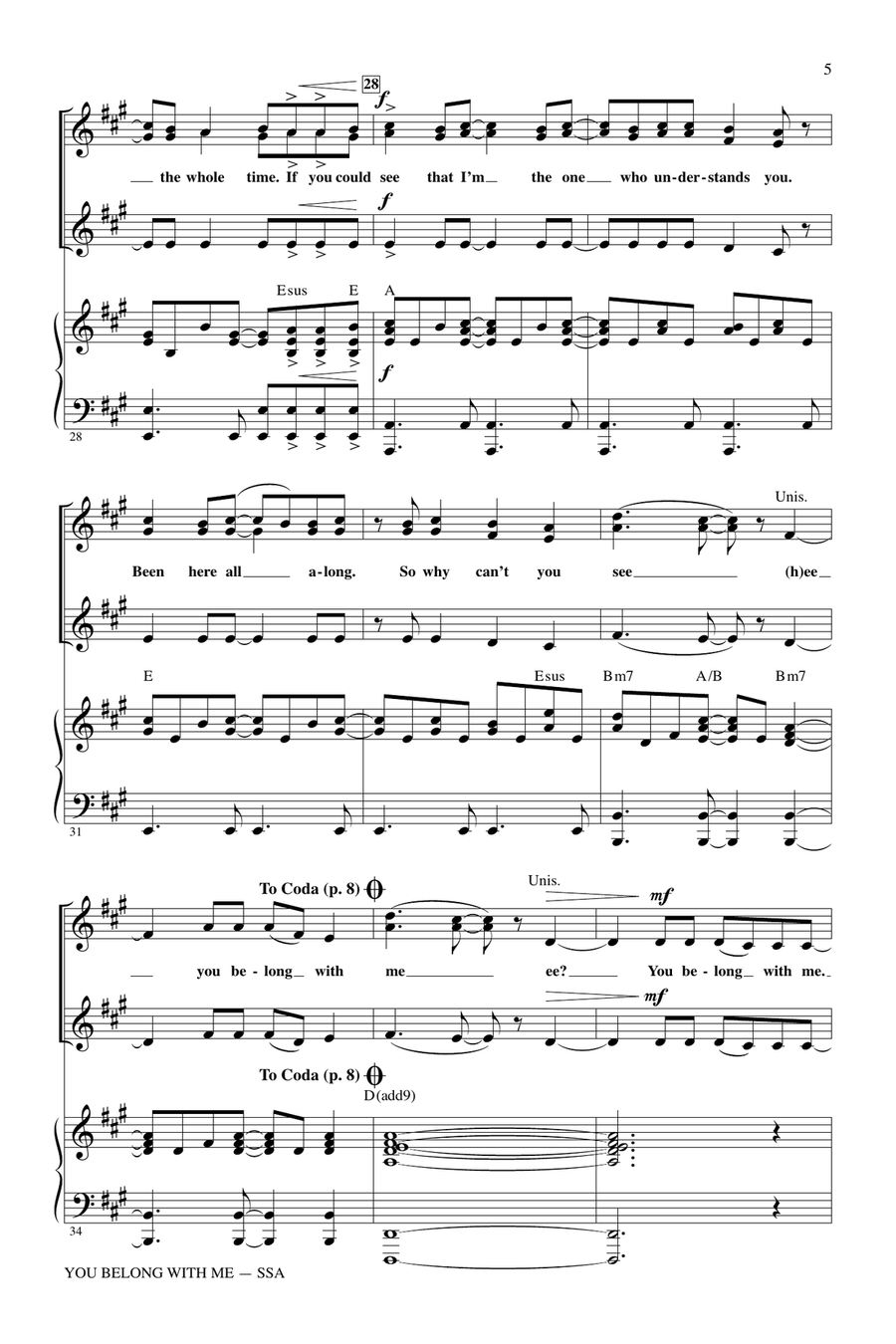 You Belong With Me SSA scores gallery preview page 4