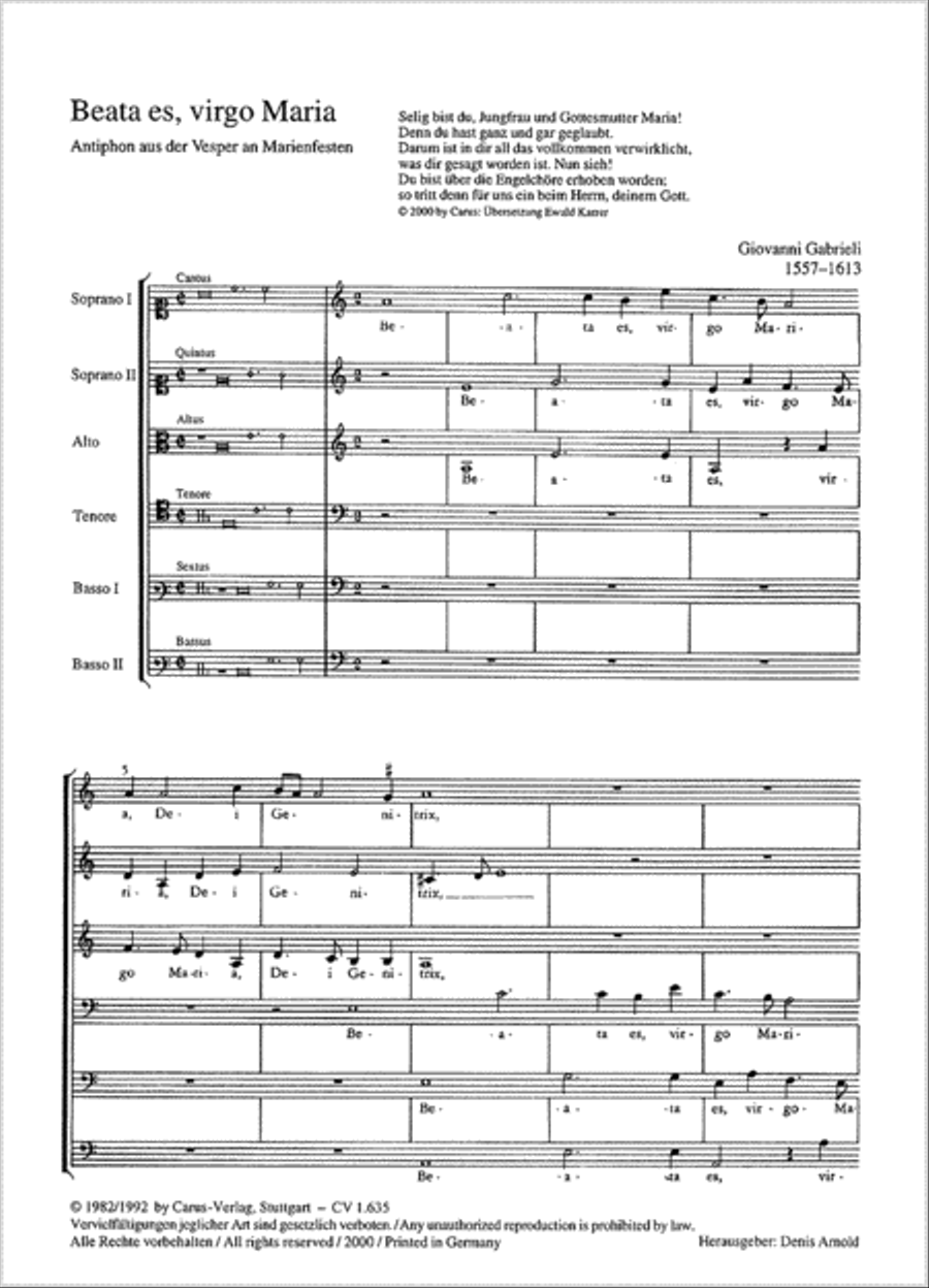 Beata es, Virgo Maria Choir scores gallery preview page 1