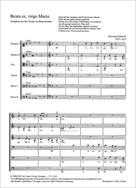 Beata es, Virgo Maria by Giovanni Gabrieli Choir - Sheet Music