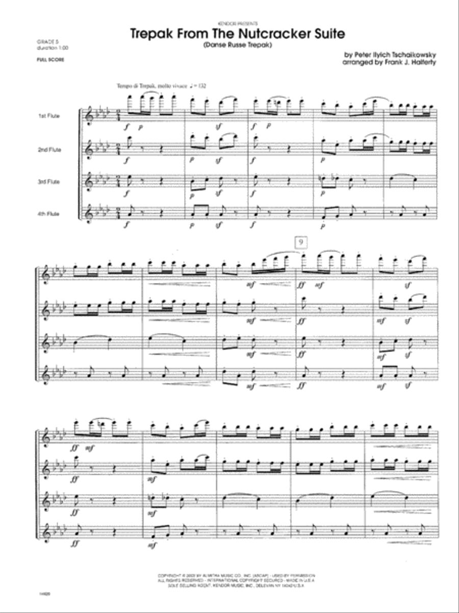 Trepak From The Nutcracker Suite (Danse Russe Trepak) Flute Quartet scores gallery preview page 2