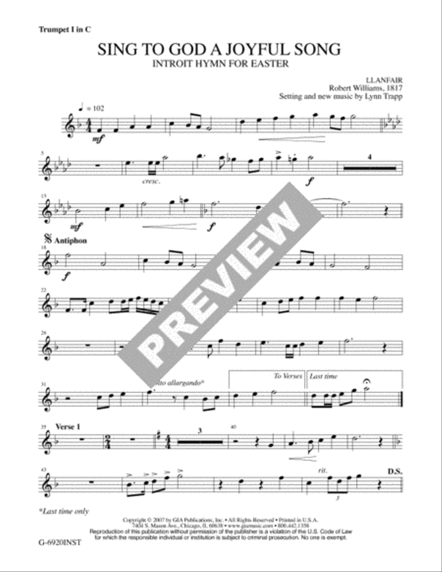 Sing to God a Joyful Song - Full Score and Parts 4-Part scores gallery preview page 3