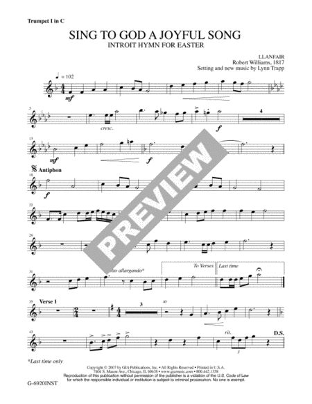 Sing to God a Joyful Song - Full Score and Parts