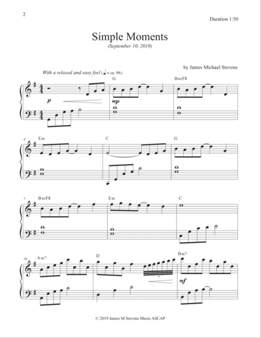 Simple Moments - Piano Solo Piano Solo scores gallery preview page 2