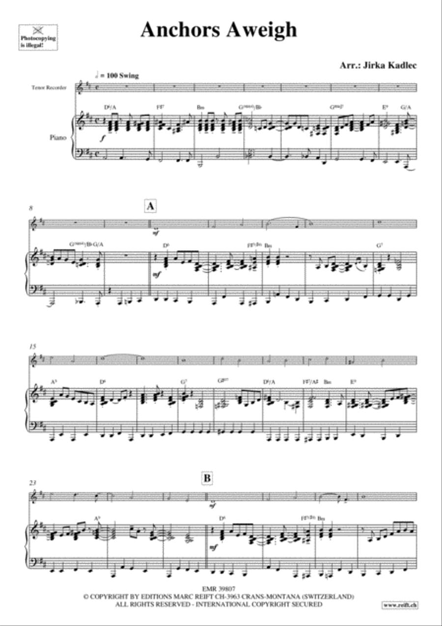 Anchors Aweigh Tenor Recorder scores gallery preview page 4