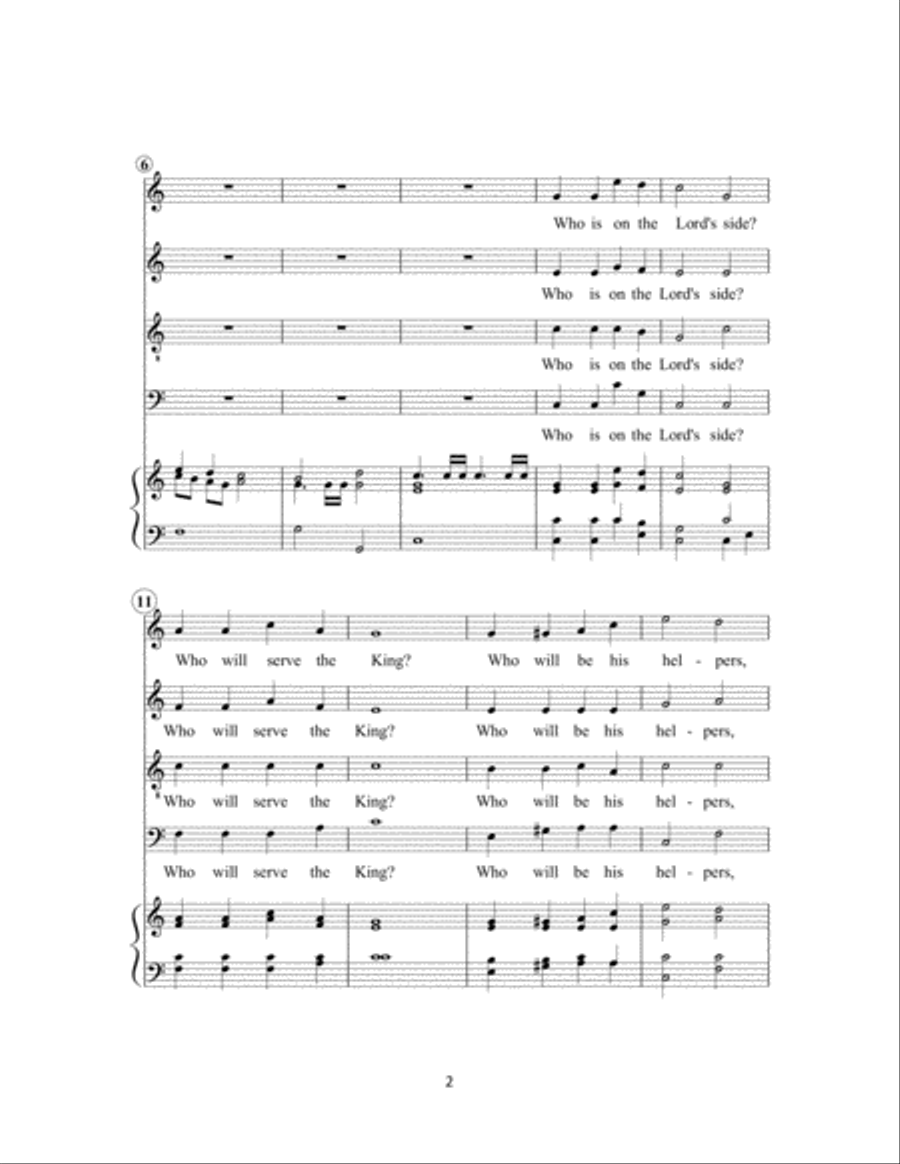 Who is on the Lord's side 4-Part scores gallery preview page 2