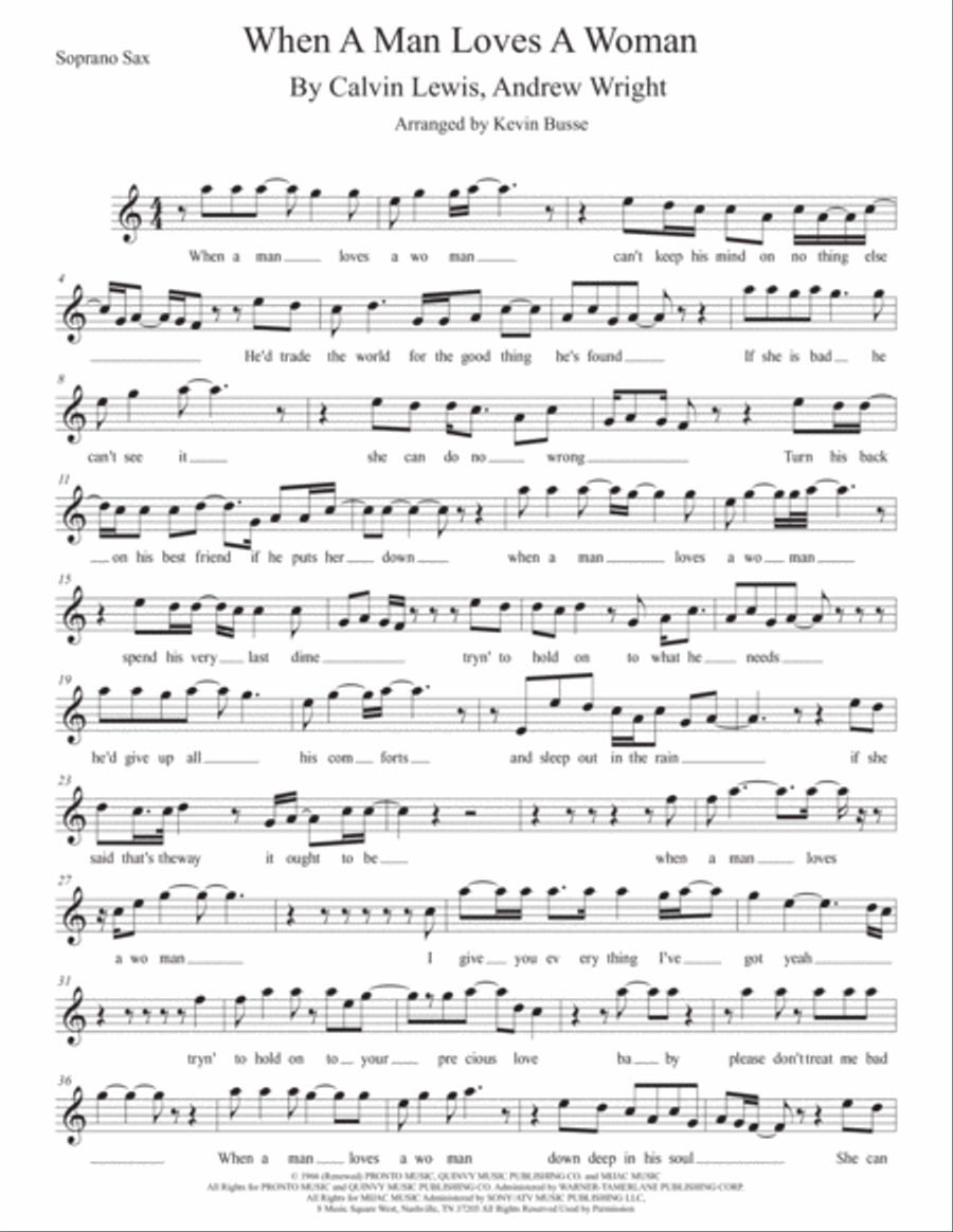 When A Man Loves A Woman When A Man Loves A Woman Soprano Saxophone scores gallery preview page 1
