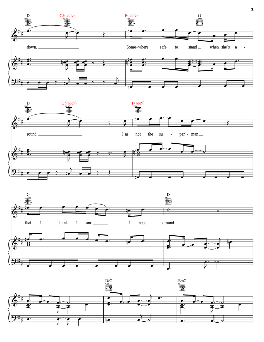 I Need Ground Piano, Vocal, Guitar scores gallery preview page 3