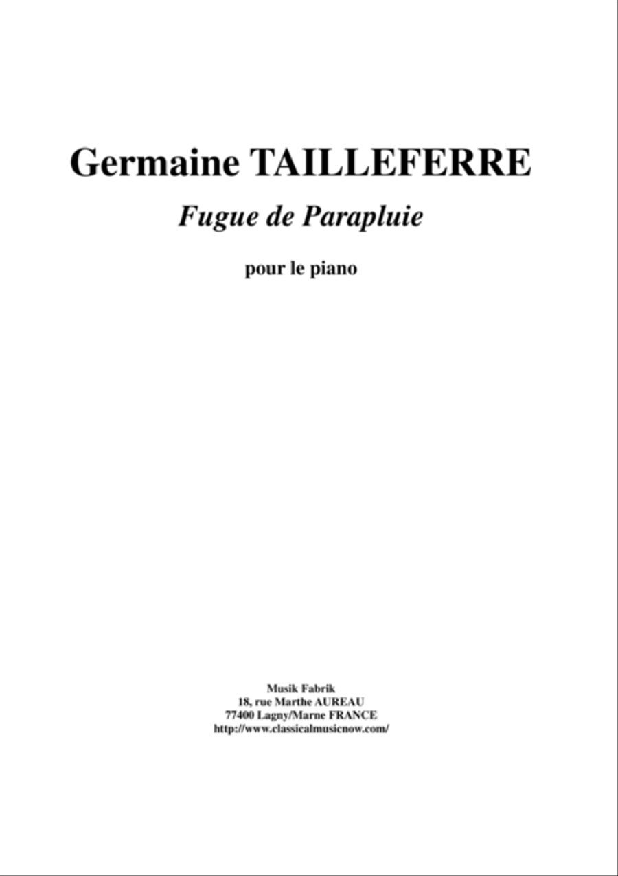 Germaine Tailleferre - Fugue de Parapluie for piano Piano Solo scores gallery preview page 1