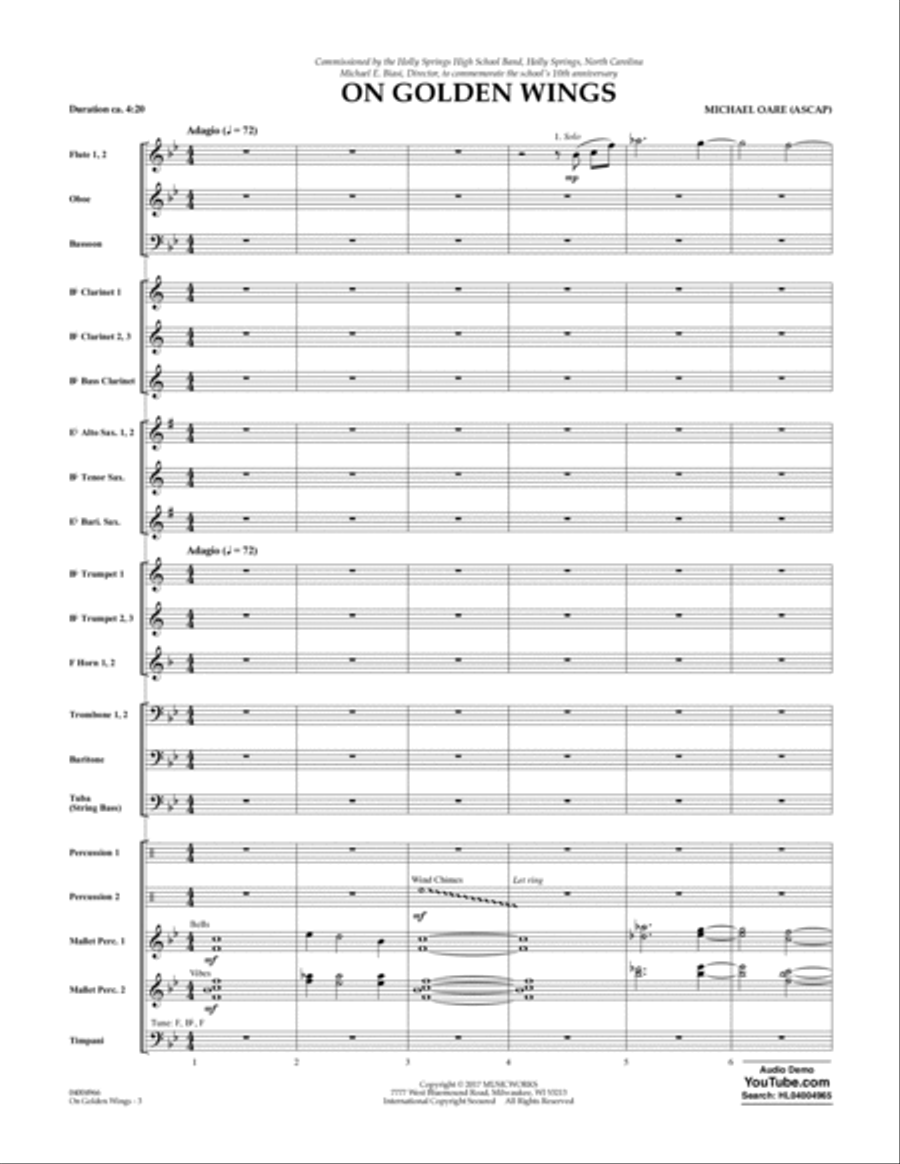 On Golden Wings - Conductor Score (Full Score) Concert Band scores gallery preview page 3