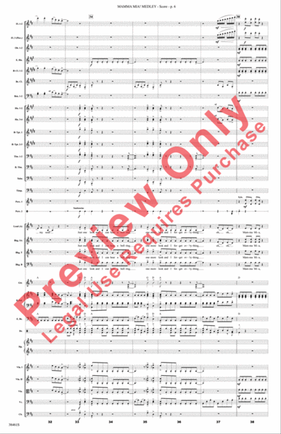 Mamma Mia! Medley Full Orchestra scores gallery preview page 7