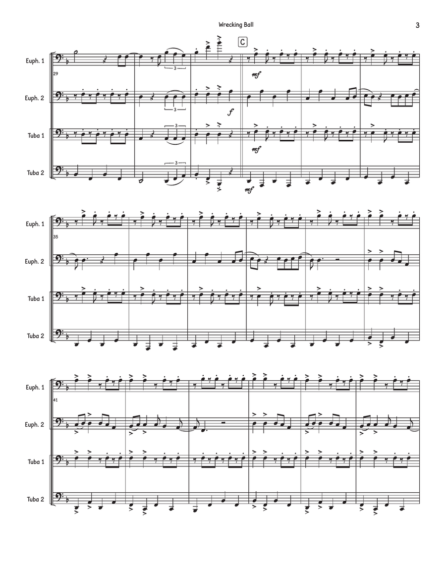 Wrecking Ball Brass Quartet scores gallery preview page 3