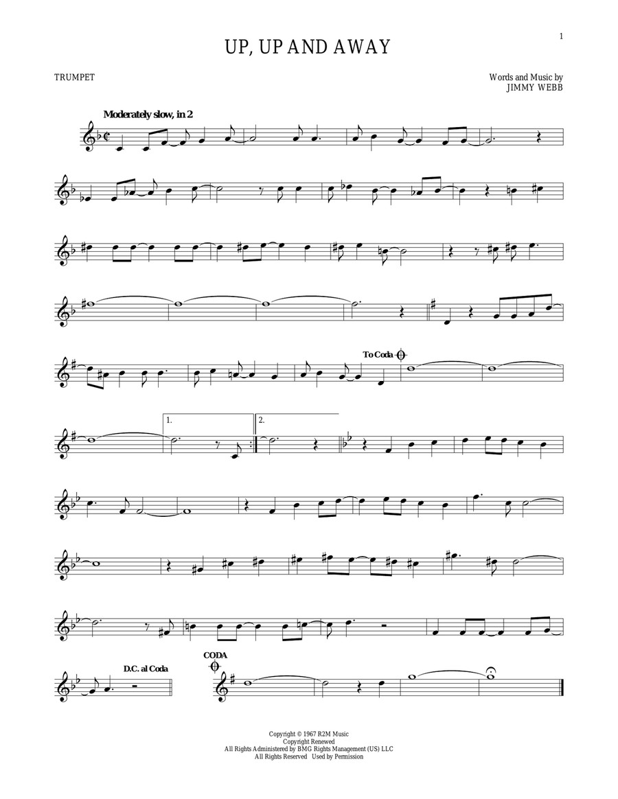 Up, Up And Away Trumpet Solo scores gallery preview page 1