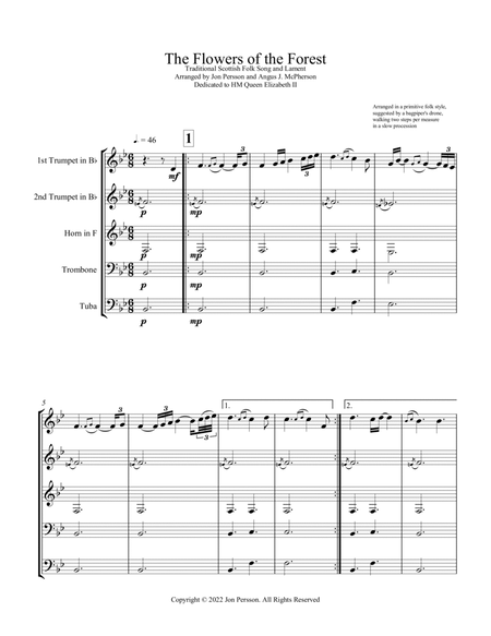 "The Flowers of the Forest" for Brass Quintet - SCORE image number null