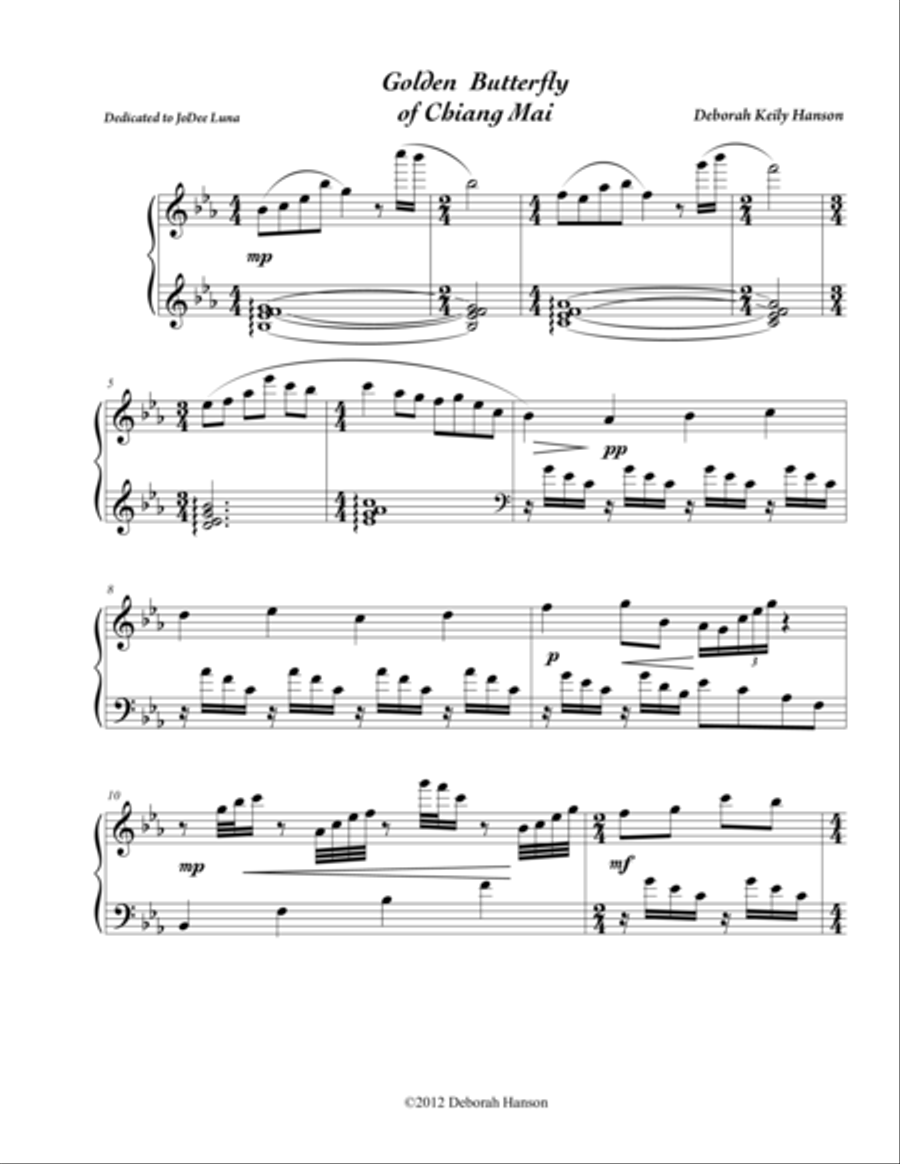 Golden Butterfly of Chiang Mai Piano Solo scores gallery preview page 1