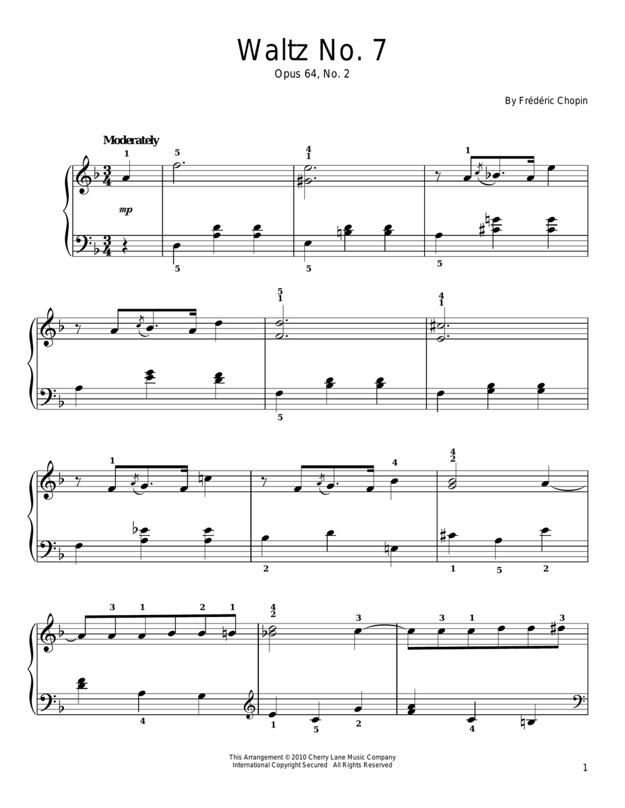 Waltz In C# Minor, Op. 64, No. 2 Easy Piano scores gallery preview page 1