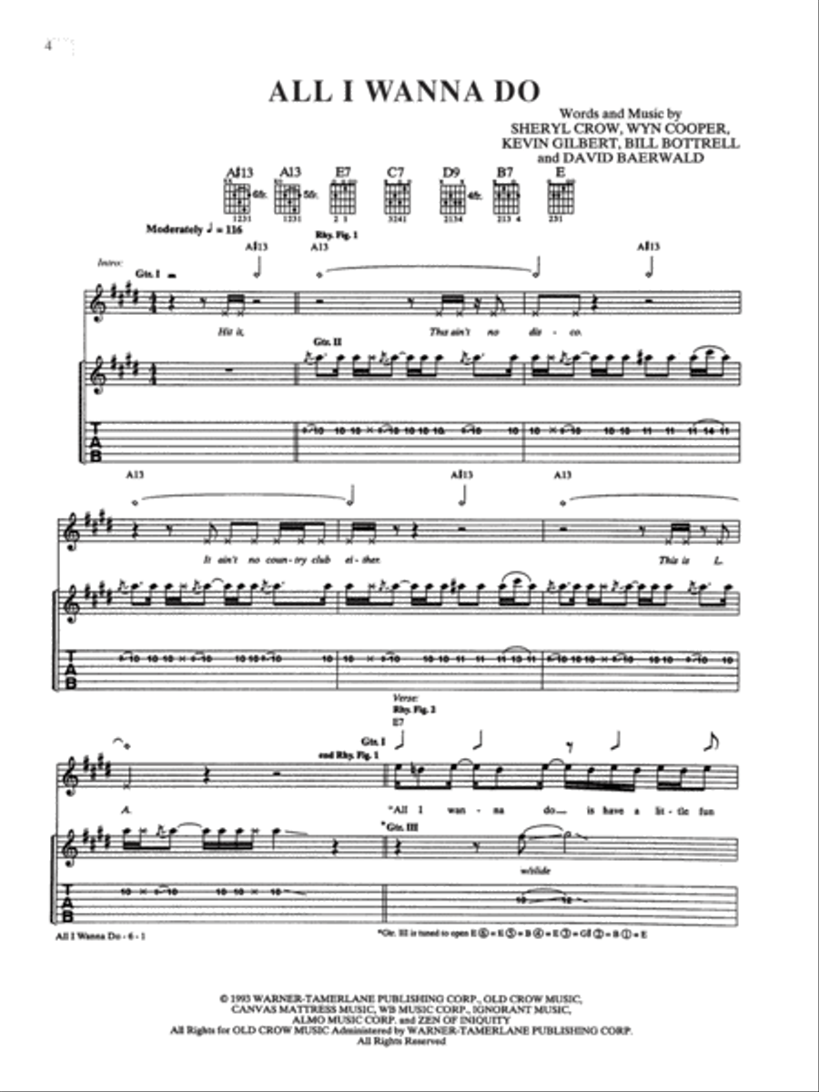 All I Wanna Do Guitar Tablature scores gallery preview page 1