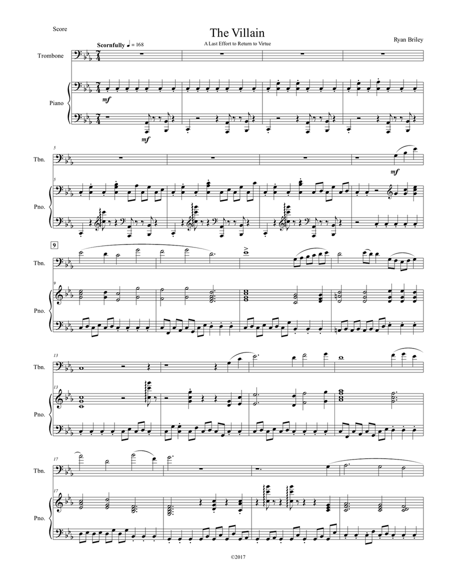 The Villain Piano scores gallery preview page 1