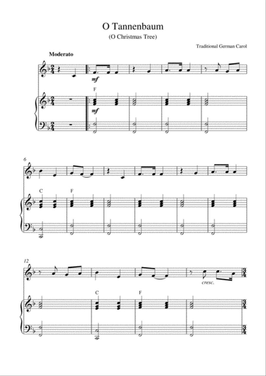O Tannenbaum (O Christmas Tree) Violin Solo scores gallery preview page 1