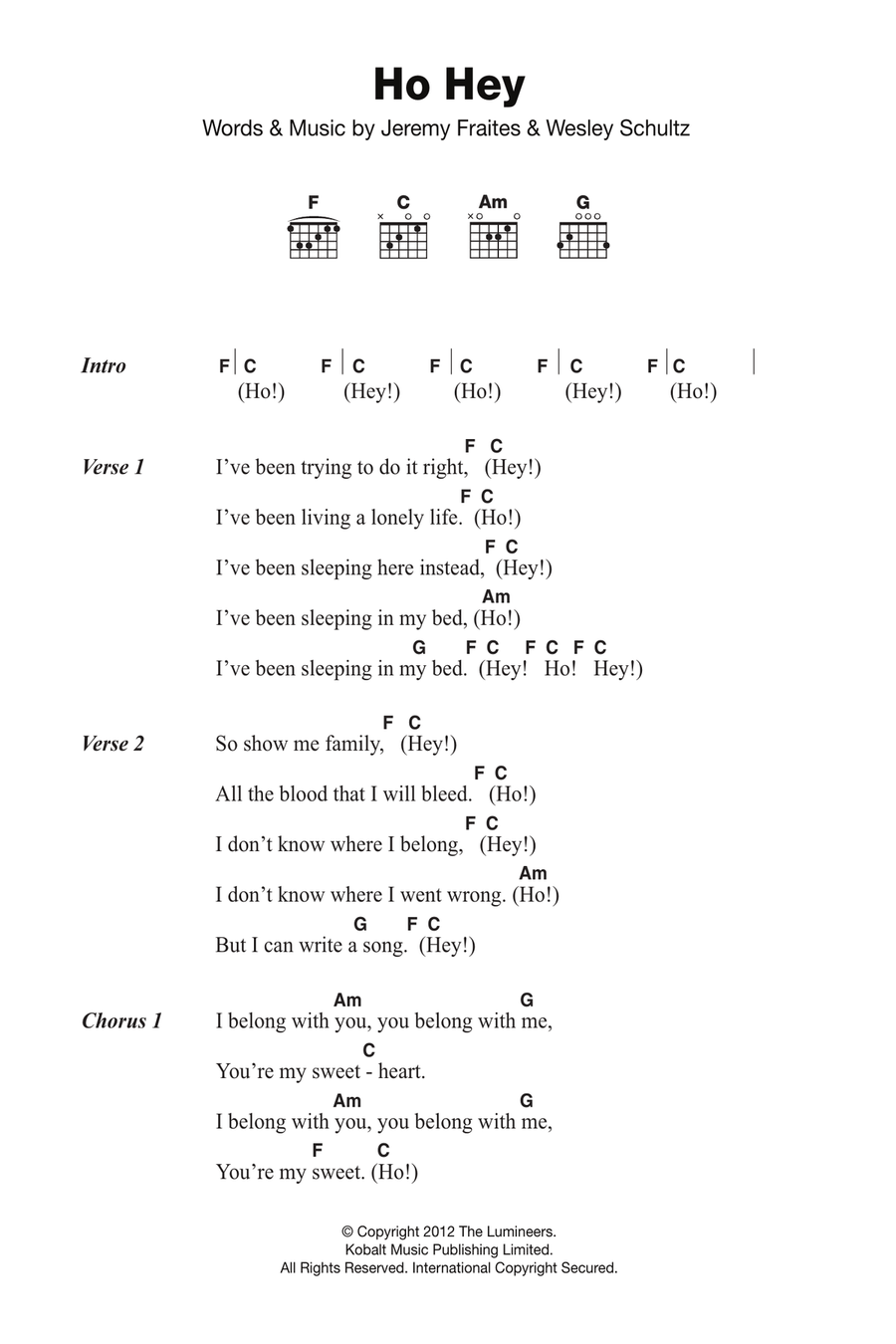 Ho Hey Acoustic Guitar scores gallery preview page 1