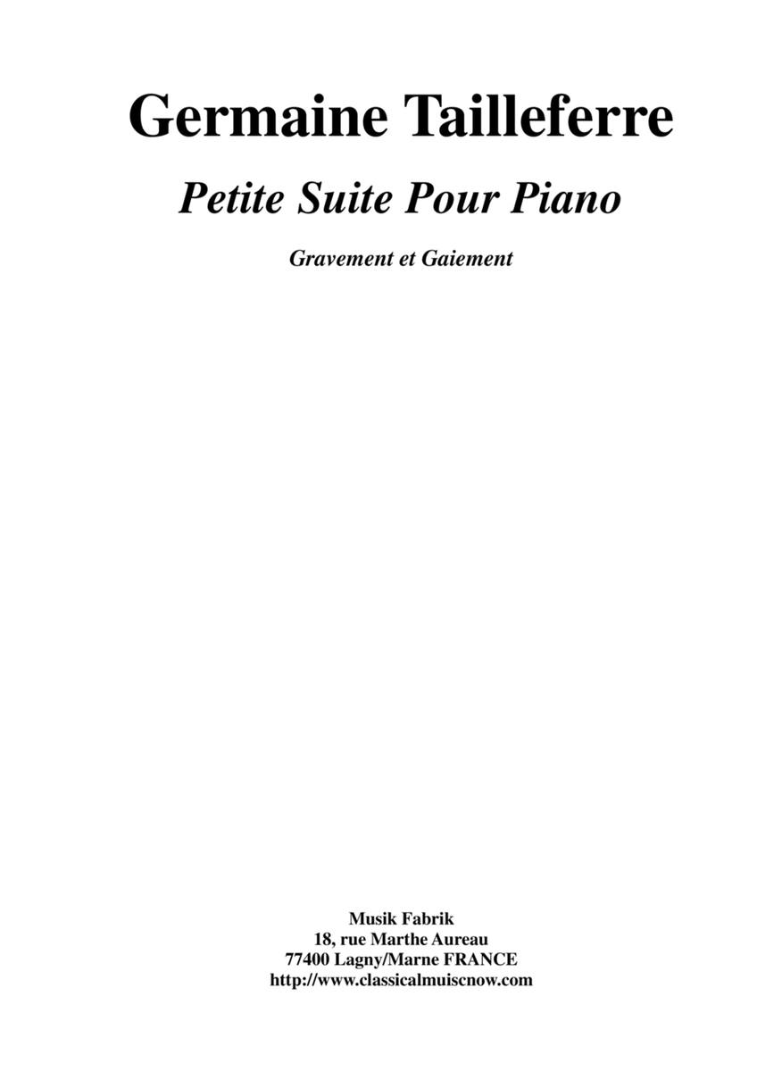 Germaine Tailleferre: Petite Suite for piano