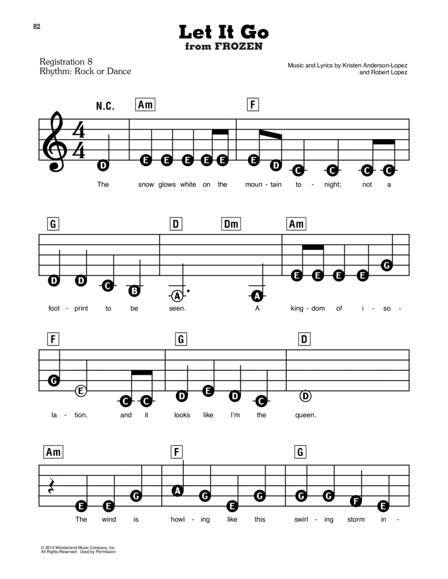 Let It Go (from Frozen) Electronic Keyboard scores gallery preview page 1